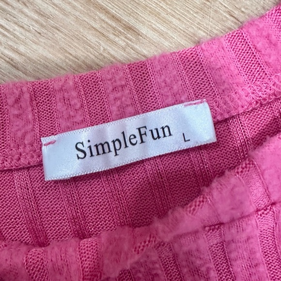 Simple Pink Ribbed Long Sleeve Tee - Picture 2 of 2